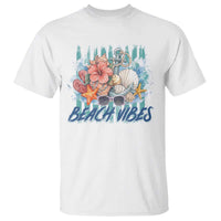 Beach Vibes T Shirt Floral Seashell Coastal Vacation Graphic