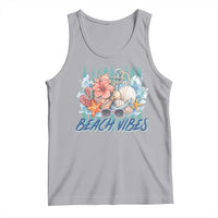 Beach Vibes Tank Top Floral Seashell Coastal Vacation Graphic