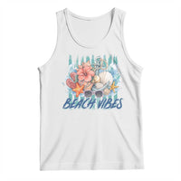 Beach Vibes Tank Top Floral Seashell Coastal Vacation Graphic