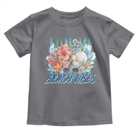 Beach Vibes Toddler T Shirt Floral Seashell Coastal Vacation Graphic