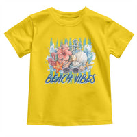 Beach Vibes Toddler T Shirt Floral Seashell Coastal Vacation Graphic