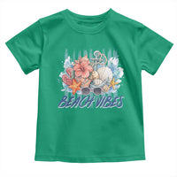Beach Vibes Toddler T Shirt Floral Seashell Coastal Vacation Graphic