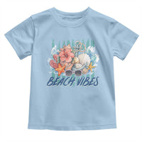 Beach Vibes Toddler T Shirt Floral Seashell Coastal Vacation Graphic