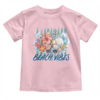 Beach Vibes Toddler T Shirt Floral Seashell Coastal Vacation Graphic
