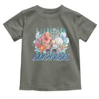 Beach Vibes Toddler T Shirt Floral Seashell Coastal Vacation Graphic