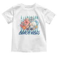 Beach Vibes Toddler T Shirt Floral Seashell Coastal Vacation Graphic
