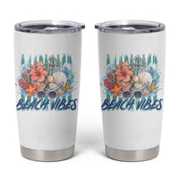 Beach Vibes Tumbler Cup Floral Seashell Coastal Vacation Graphic