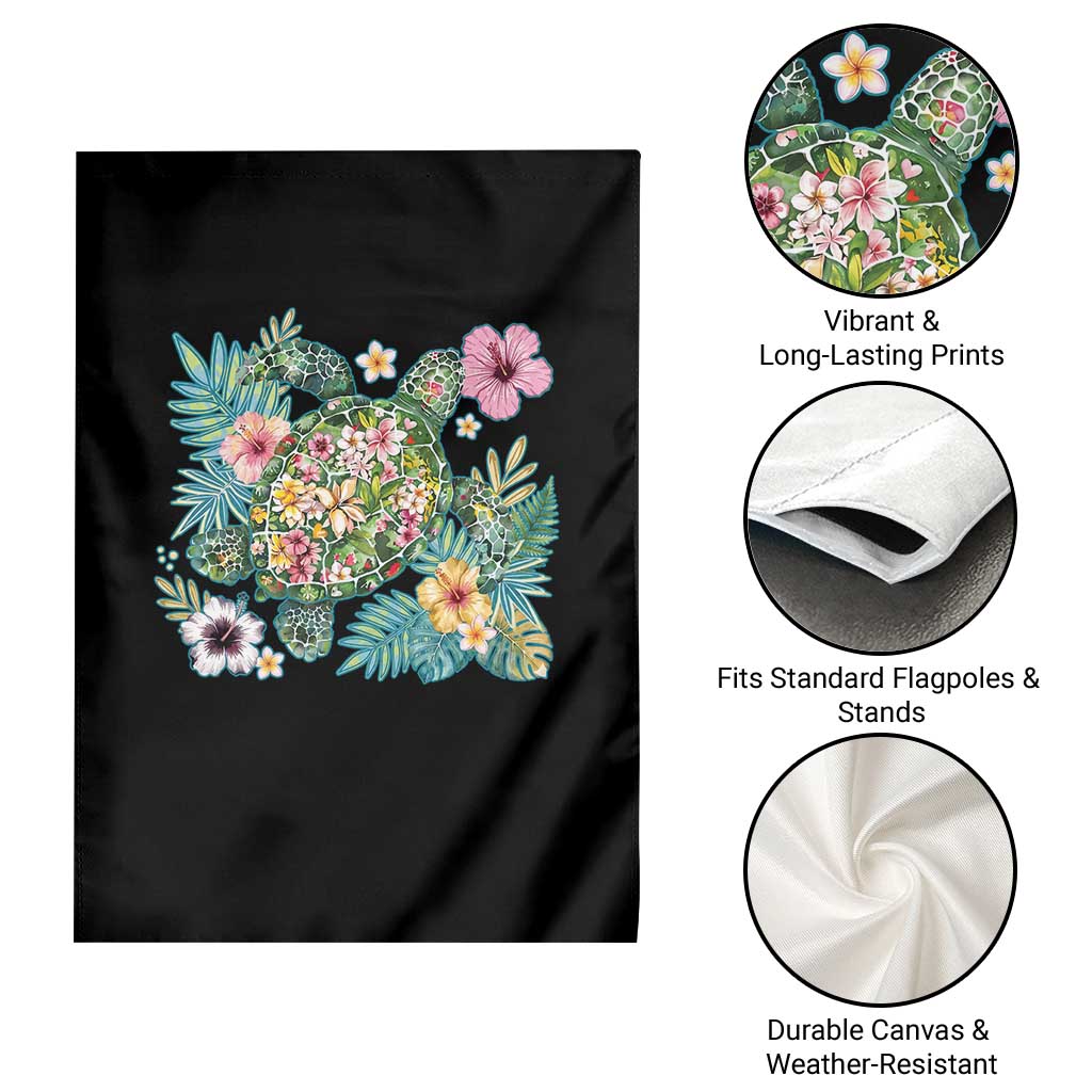 Floral Summer Turtle Garden Flag Preppy Tropical Coastal Beach Graphic