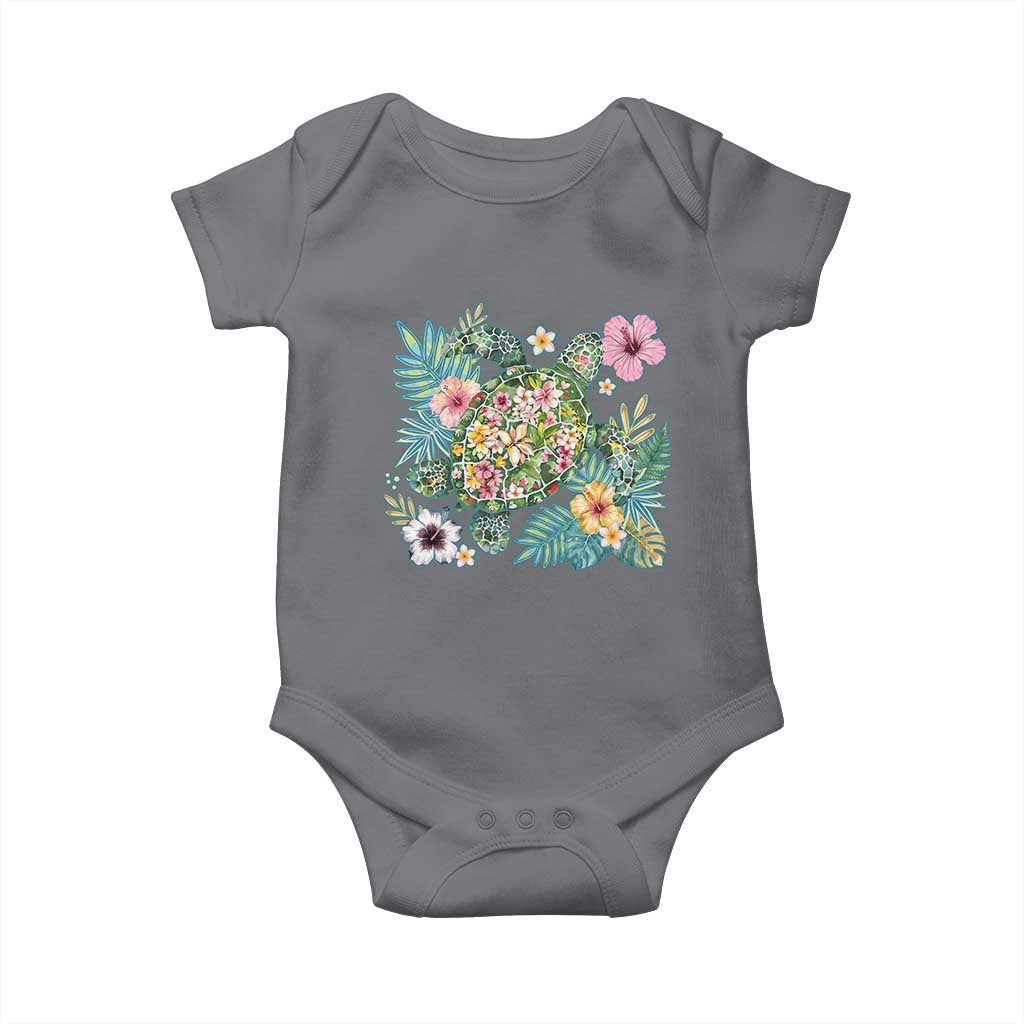 Floral Summer Turtle Baby Onesie Preppy Tropical Coastal Beach Graphic