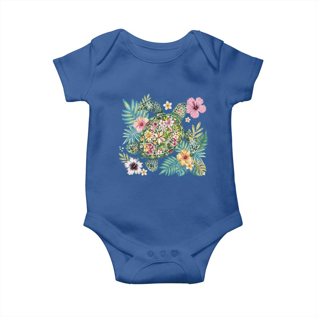 Floral Summer Turtle Baby Onesie Preppy Tropical Coastal Beach Graphic