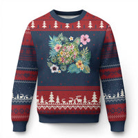 Floral Summer Turtle Ugly Christmas Sweater Preppy Tropical Coastal Beach Graphic