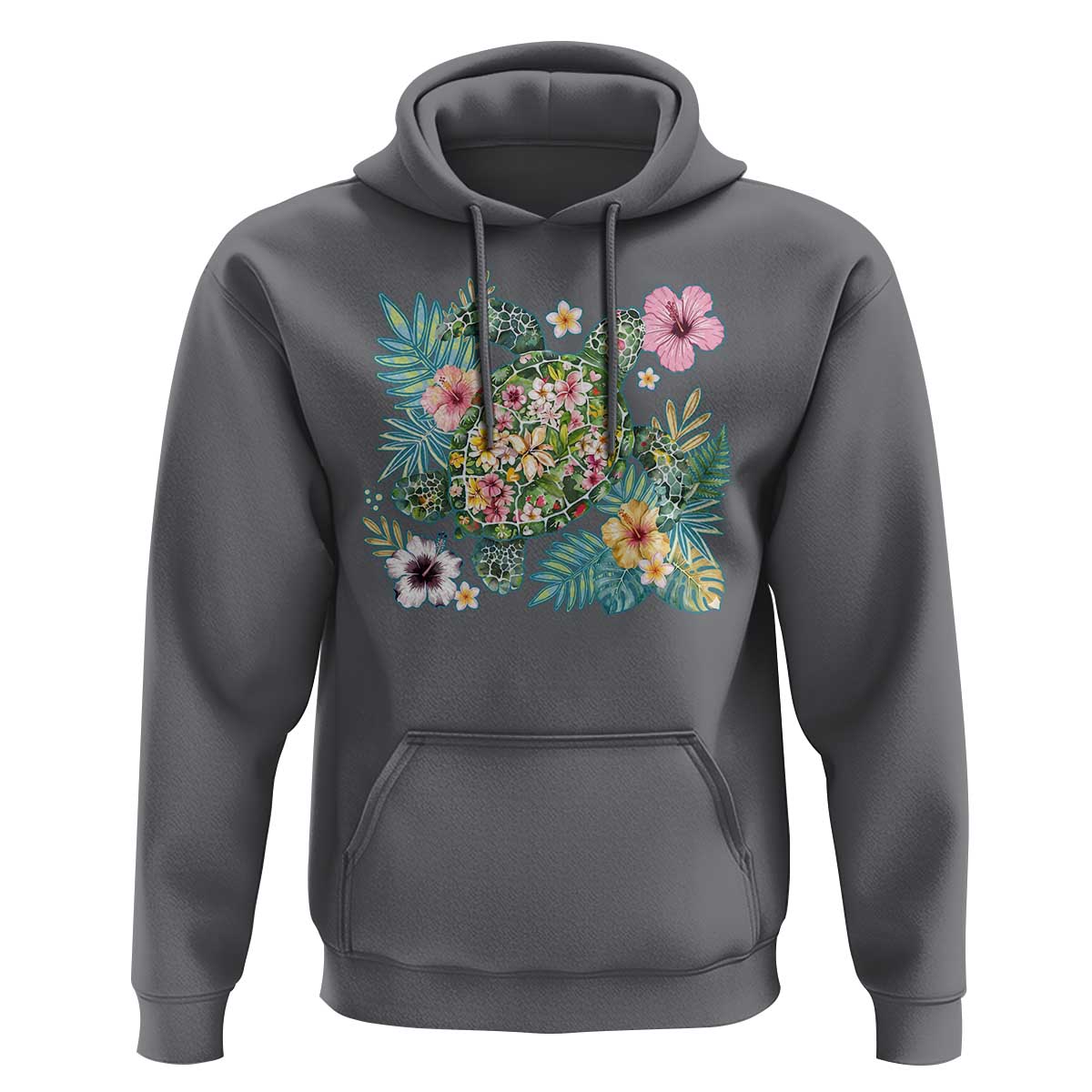 Floral Summer Turtle Hoodie Preppy Tropical Coastal Beach Graphic