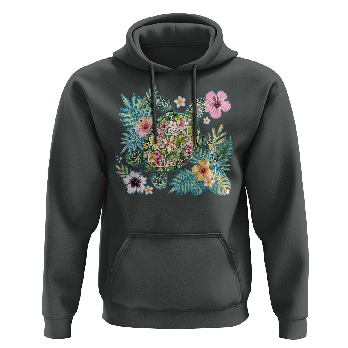 Floral Summer Turtle Hoodie Preppy Tropical Coastal Beach Graphic