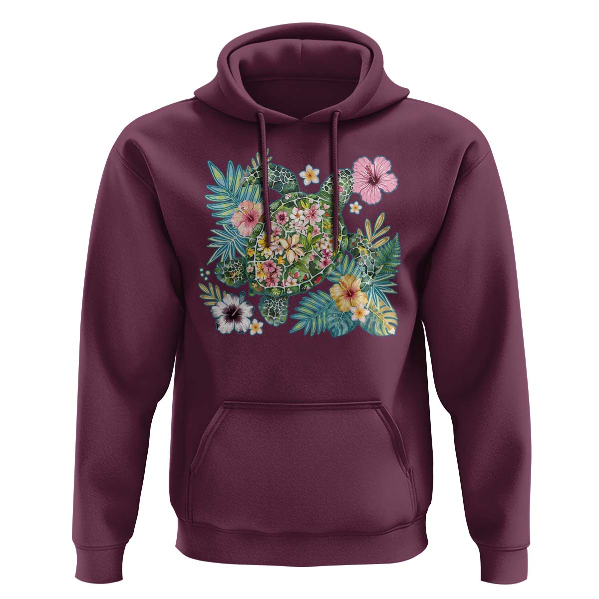 Floral Summer Turtle Hoodie Preppy Tropical Coastal Beach Graphic
