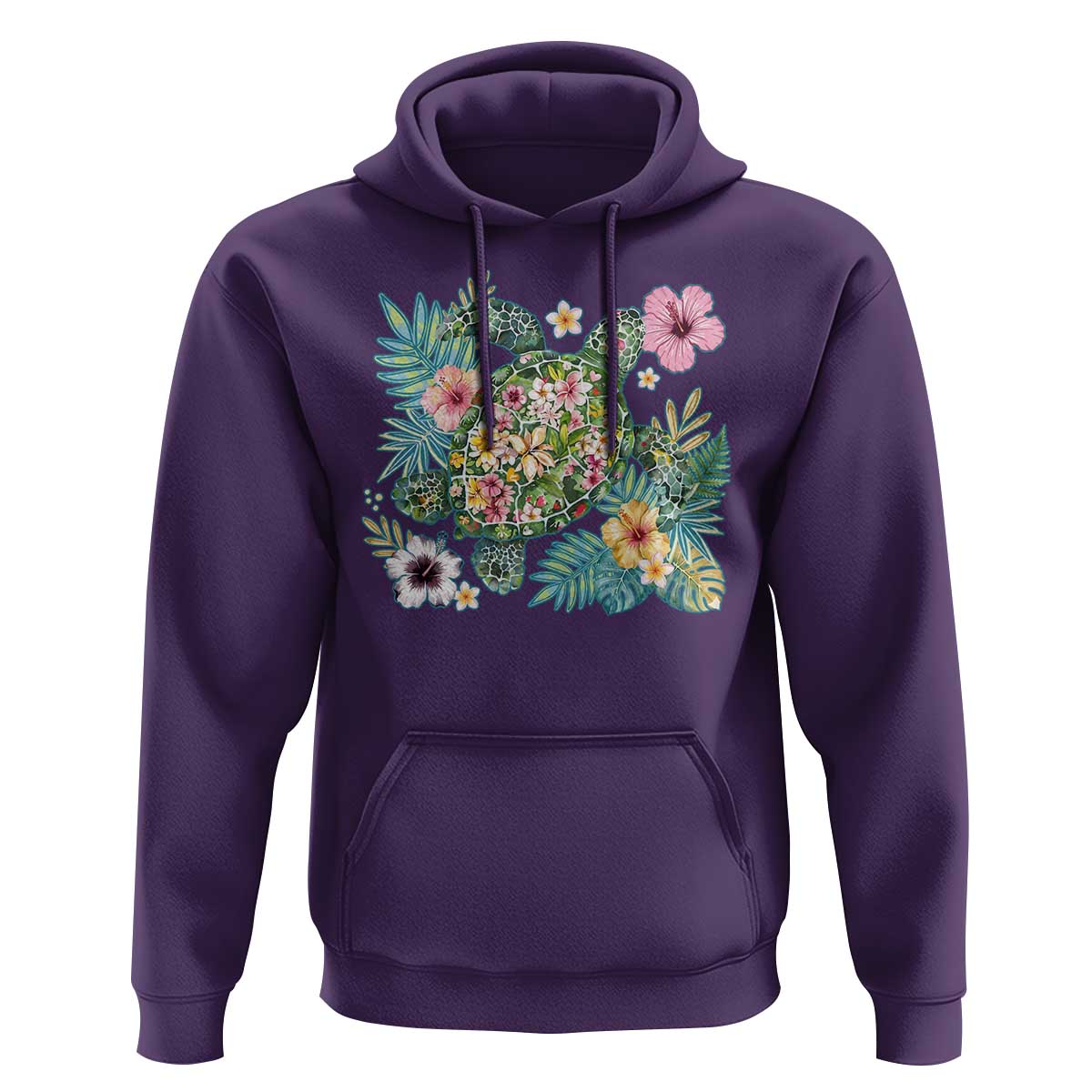 Floral Summer Turtle Hoodie Preppy Tropical Coastal Beach Graphic