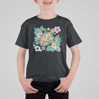 Floral Summer Turtle T Shirt For Kid Preppy Tropical Coastal Beach Graphic
