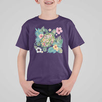 Floral Summer Turtle T Shirt For Kid Preppy Tropical Coastal Beach Graphic