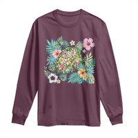 Floral Summer Turtle Long Sleeve Shirt Preppy Tropical Coastal Beach Graphic