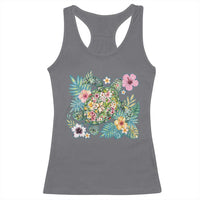 Floral Summer Turtle Racerback Tank Top Preppy Tropical Coastal Beach Graphic