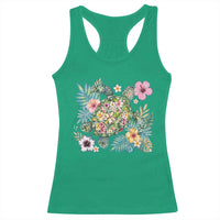 Floral Summer Turtle Racerback Tank Top Preppy Tropical Coastal Beach Graphic