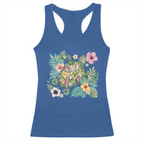 Floral Summer Turtle Racerback Tank Top Preppy Tropical Coastal Beach Graphic