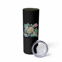 Floral Summer Turtle Skinny Tumbler Preppy Tropical Coastal Beach Graphic