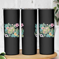 Floral Summer Turtle Skinny Tumbler Preppy Tropical Coastal Beach Graphic