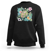 Floral Summer Turtle Sweatshirt Preppy Tropical Coastal Beach Graphic