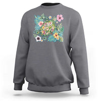 Floral Summer Turtle Sweatshirt Preppy Tropical Coastal Beach Graphic