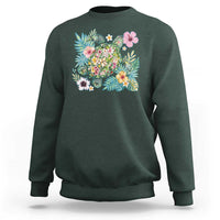 Floral Summer Turtle Sweatshirt Preppy Tropical Coastal Beach Graphic