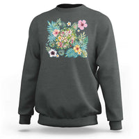 Floral Summer Turtle Sweatshirt Preppy Tropical Coastal Beach Graphic