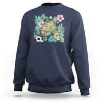 Floral Summer Turtle Sweatshirt Preppy Tropical Coastal Beach Graphic