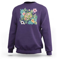 Floral Summer Turtle Sweatshirt Preppy Tropical Coastal Beach Graphic