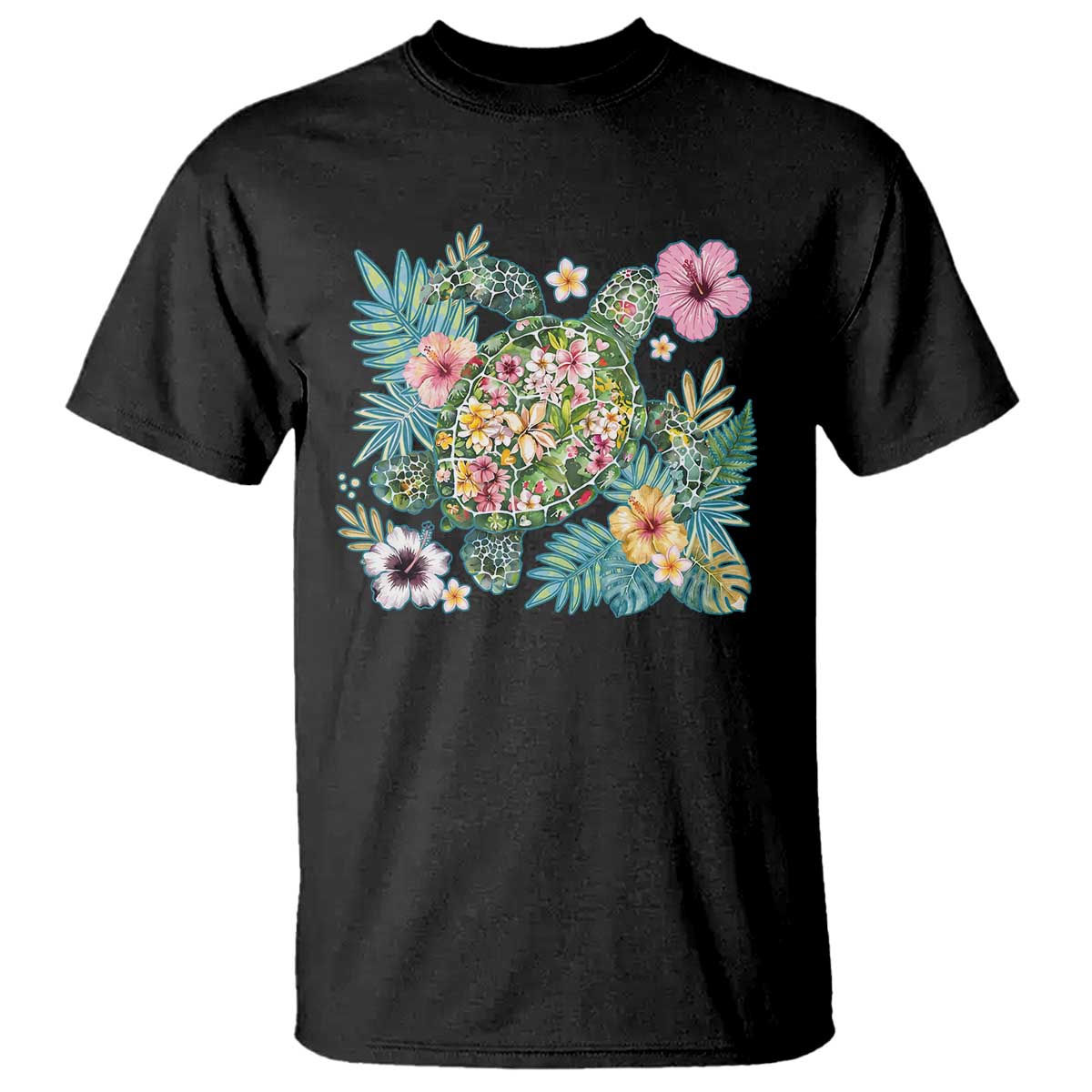 Floral Summer Turtle T Shirt Preppy Tropical Coastal Beach Graphic