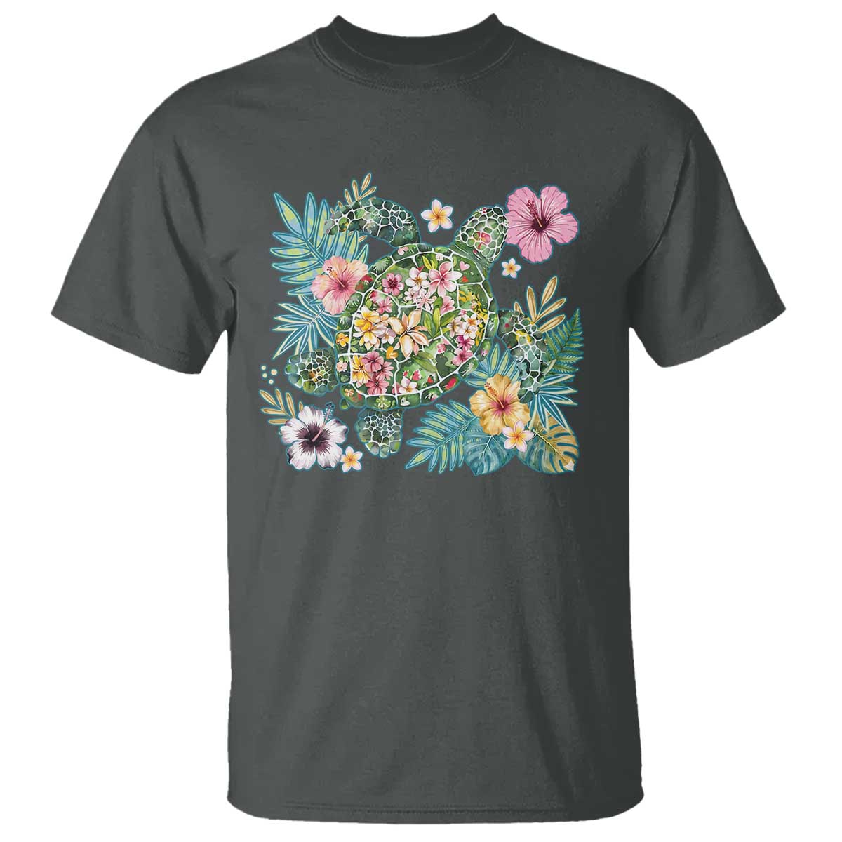Floral Summer Turtle T Shirt Preppy Tropical Coastal Beach Graphic