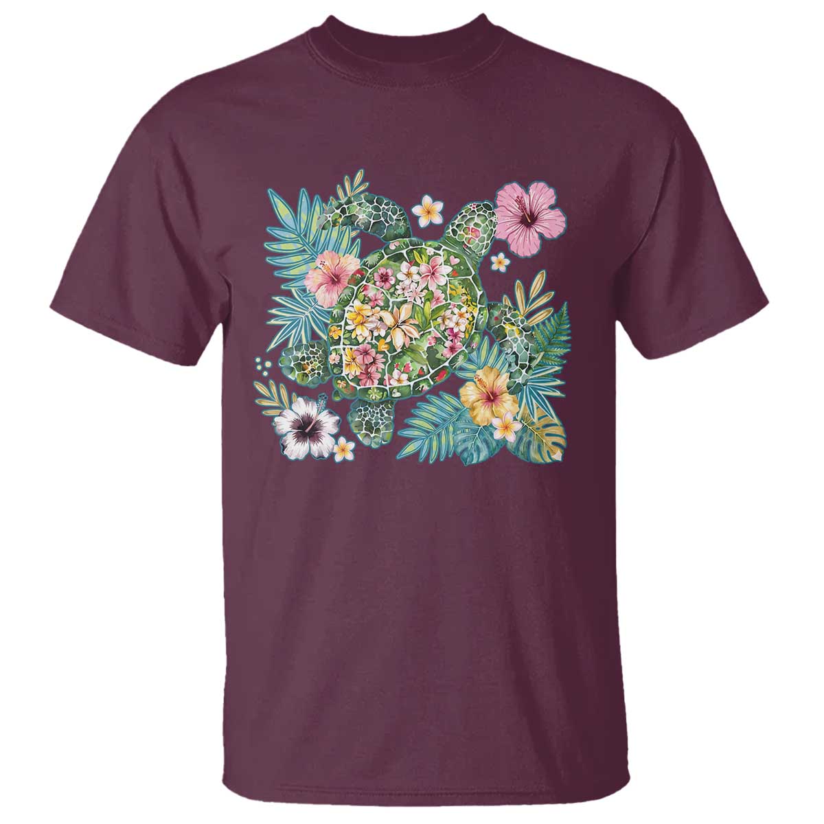 Floral Summer Turtle T Shirt Preppy Tropical Coastal Beach Graphic