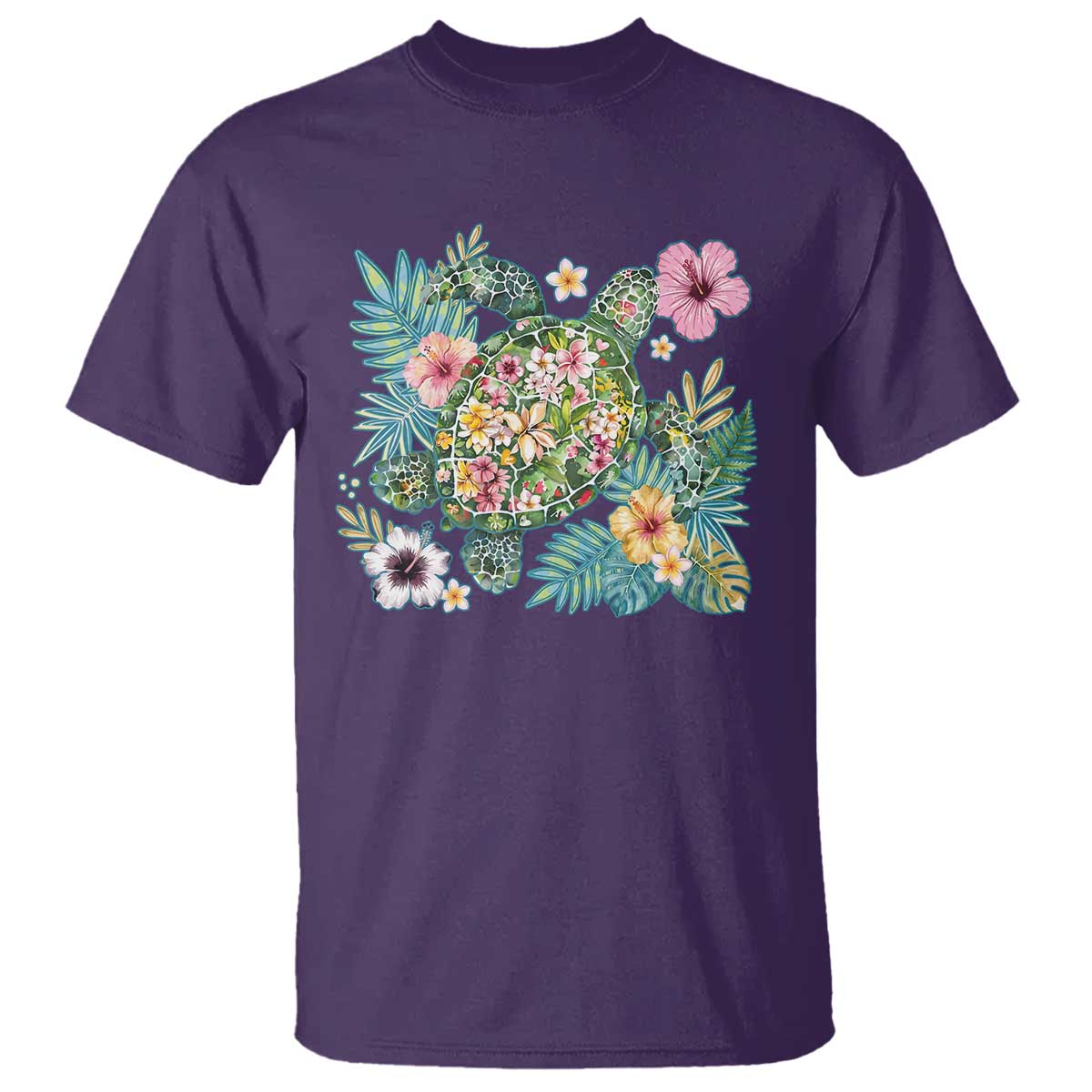 Floral Summer Turtle T Shirt Preppy Tropical Coastal Beach Graphic