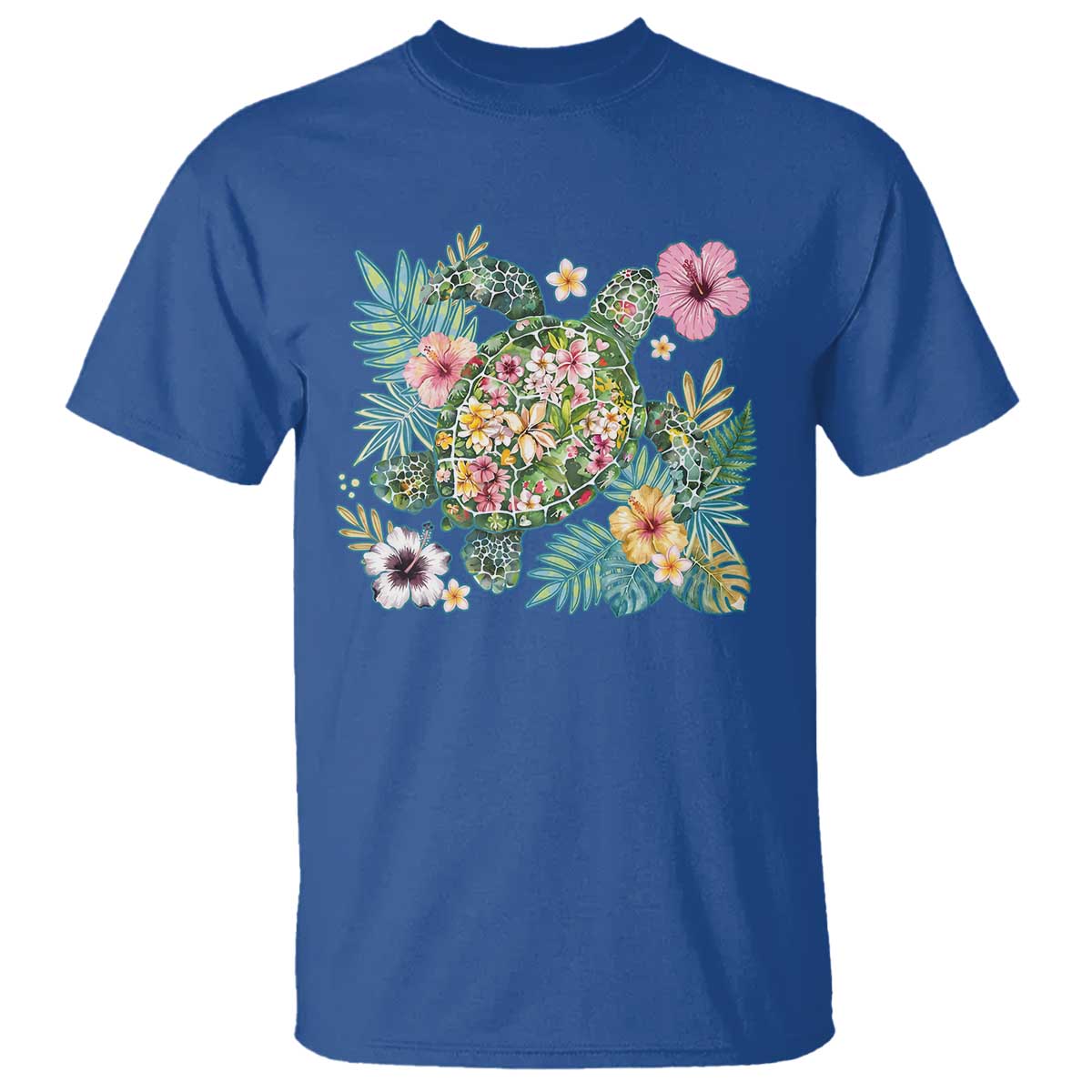 Floral Summer Turtle T Shirt Preppy Tropical Coastal Beach Graphic