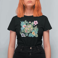 Floral Summer Turtle T Shirt For Women Preppy Tropical Coastal Beach Graphic