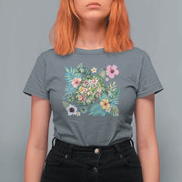 Floral Summer Turtle T Shirt For Women Preppy Tropical Coastal Beach Graphic