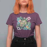 Floral Summer Turtle T Shirt For Women Preppy Tropical Coastal Beach Graphic