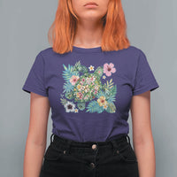 Floral Summer Turtle T Shirt For Women Preppy Tropical Coastal Beach Graphic