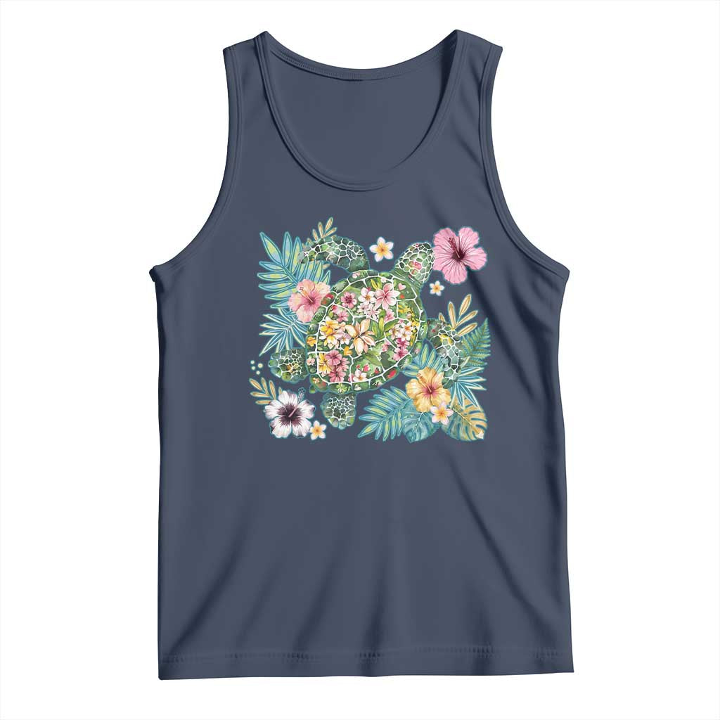 Floral Summer Turtle Tank Top Preppy Tropical Coastal Beach Graphic