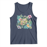 Floral Summer Turtle Tank Top Preppy Tropical Coastal Beach Graphic