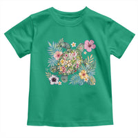 Floral Summer Turtle Toddler T Shirt Preppy Tropical Coastal Beach Graphic