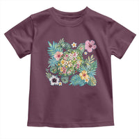 Floral Summer Turtle Toddler T Shirt Preppy Tropical Coastal Beach Graphic