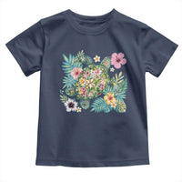 Floral Summer Turtle Toddler T Shirt Preppy Tropical Coastal Beach Graphic