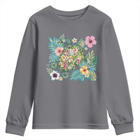 Floral Summer Turtle Youth Sweatshirt Preppy Tropical Coastal Beach Graphic