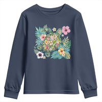 Floral Summer Turtle Youth Sweatshirt Preppy Tropical Coastal Beach Graphic