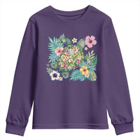Floral Summer Turtle Youth Sweatshirt Preppy Tropical Coastal Beach Graphic